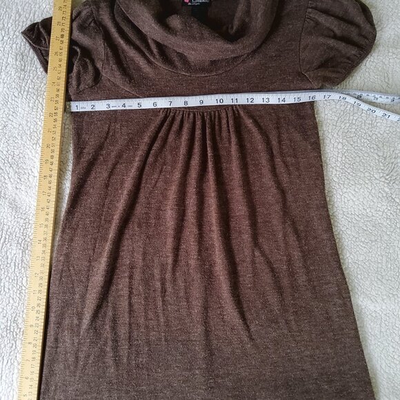 Love Delirious Los Angeles Brown Cowl Neck Sweater Casual Dress - Picture 5 of 6